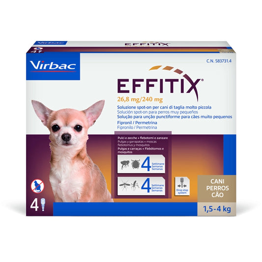 🦟 🐕 EFFITIX 1,5-4 kg - Pipetas Antiparasitarias Externas Mensuales